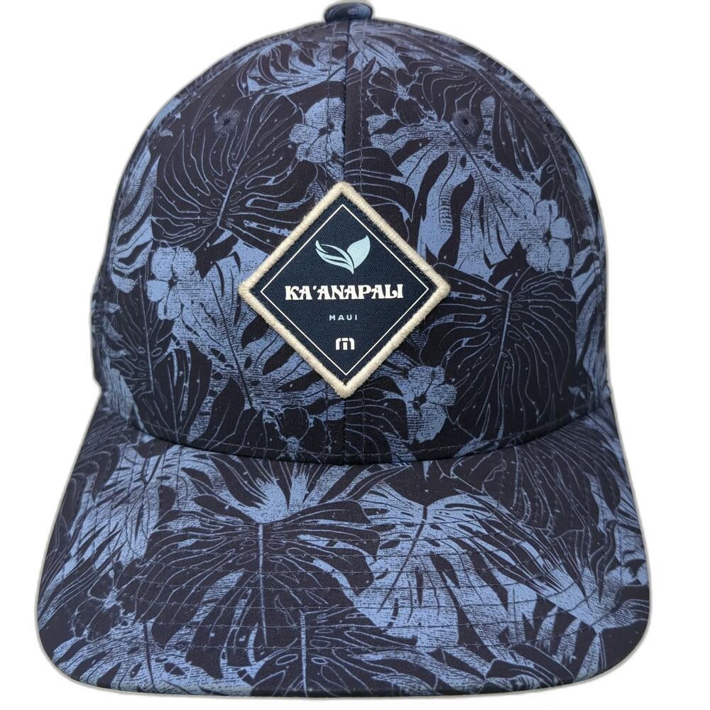 Travis Mathew Snapback Blue One Size Hat Ka'anapali Maui Floral Monstera Print